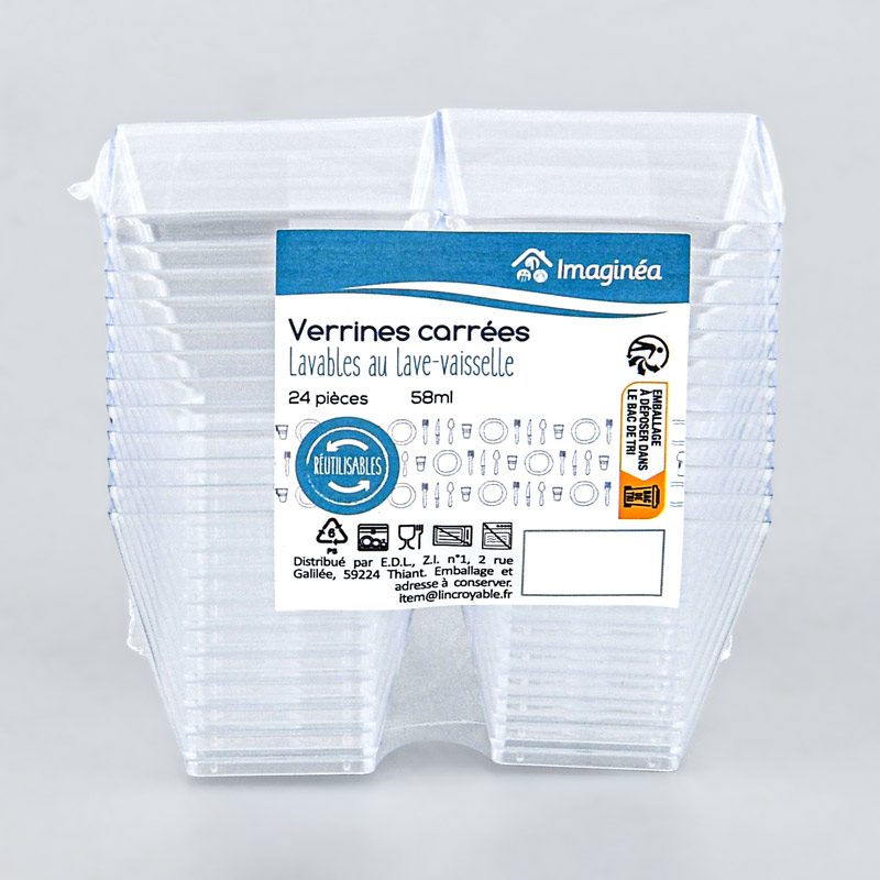 8 Verrines Carrées Plastique COCKTAIL