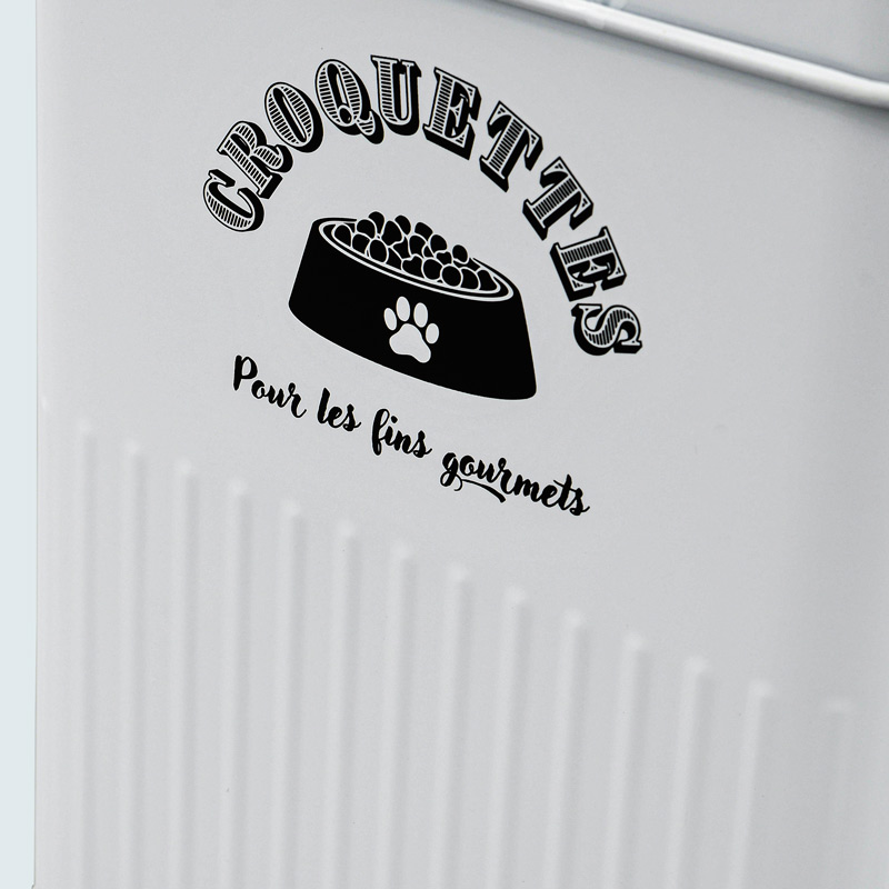 Boîte à croquettes pour animaux blanche