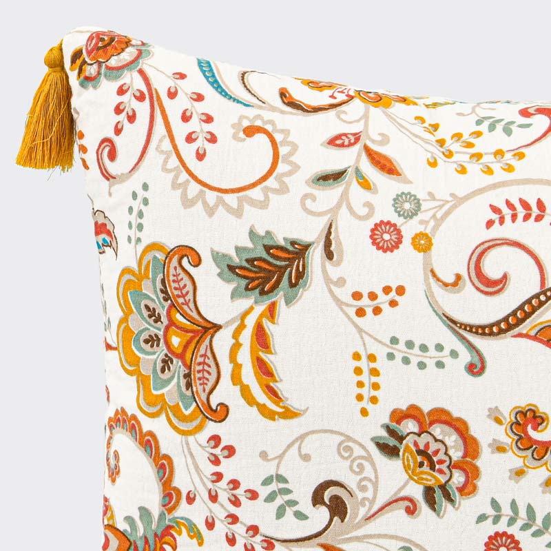 Coussin imprimé 'Sina' à pompons