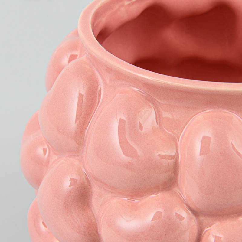 Vase boule 'Petits coeurs' rose 