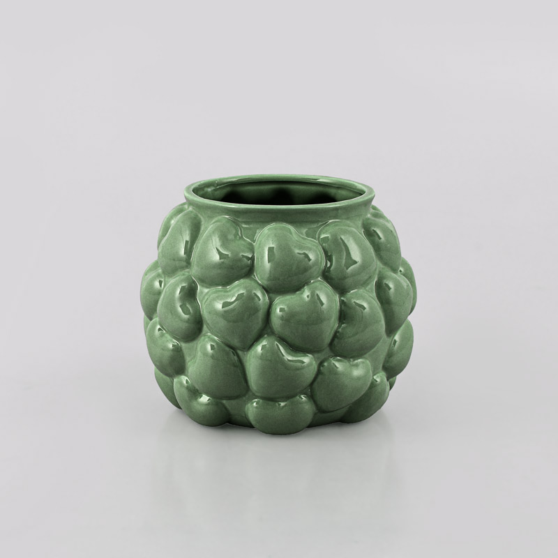 Vase boule 'Petits coeurs' vert