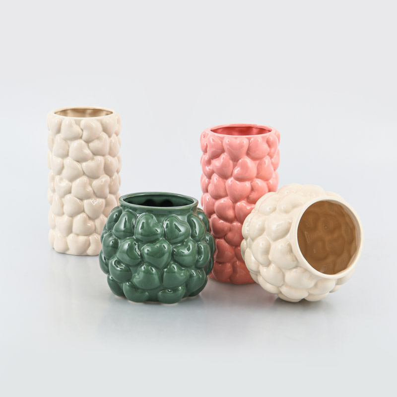 Vase boule 'Petits coeurs' vert