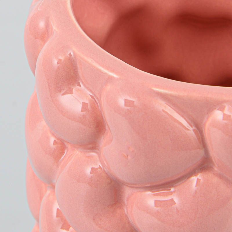Vase droit 'Petits coeurs' rose 