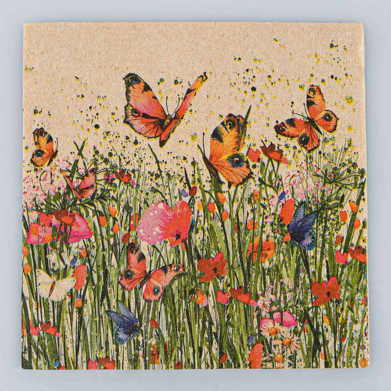 Lot de 20 serviettes décorées champ de fleurs