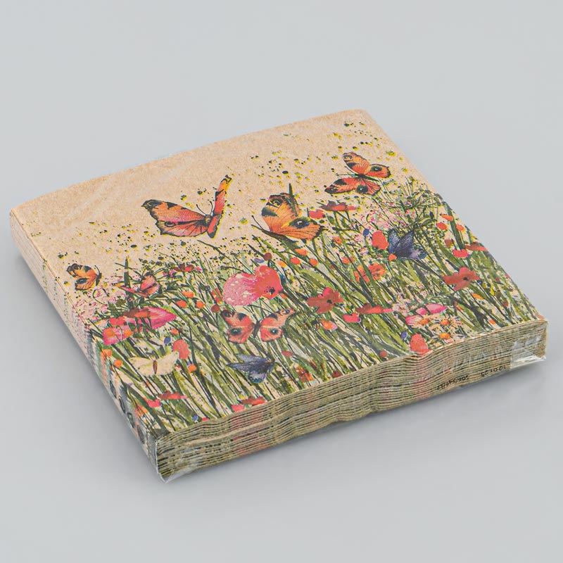 Lot de 20 serviettes décorées champ de fleurs