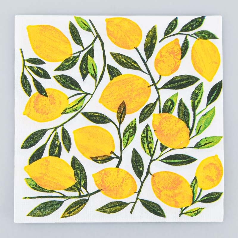 Lot de 20 serviettes citron jaune 