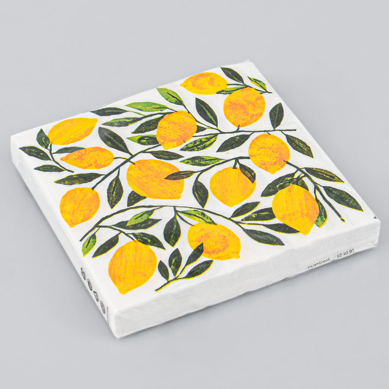 Lot de 20 serviettes citron jaune 