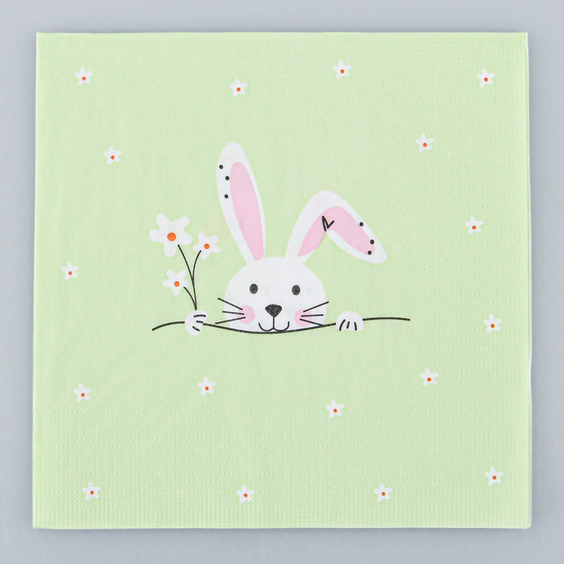 Lot de 20 serviettes 'Lapin de Pâques' vert