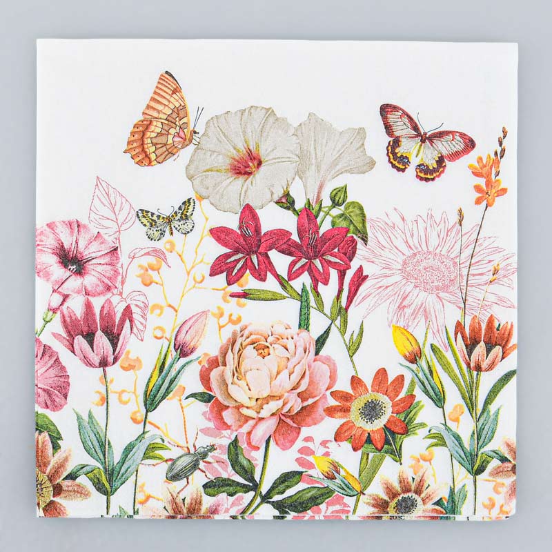 Lot de 20 serviettes 'Illusions de fleurs' 