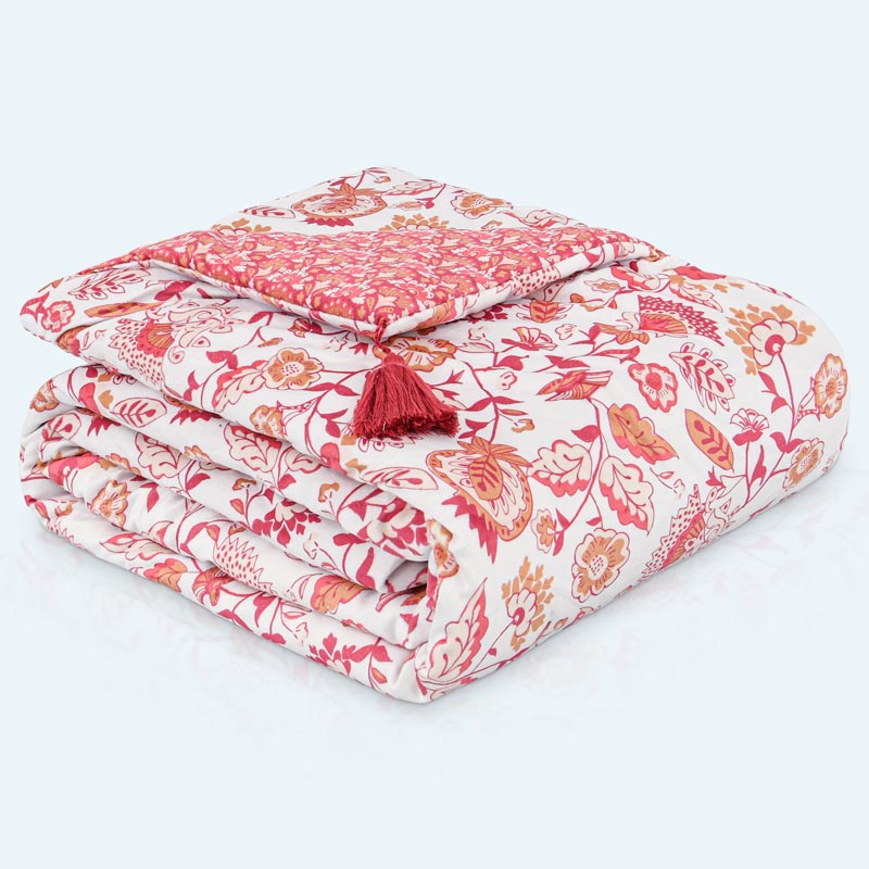 Chemin de lit 'Cyra' velours terracotta