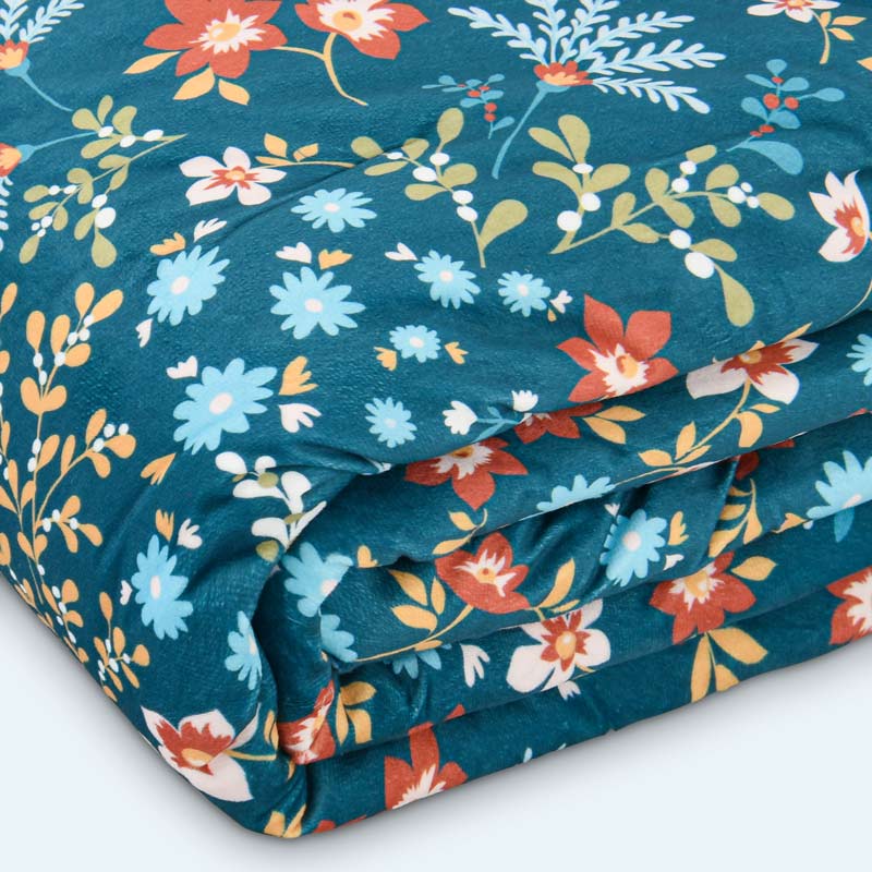 Chemin de lit 'Irina' velours bleu