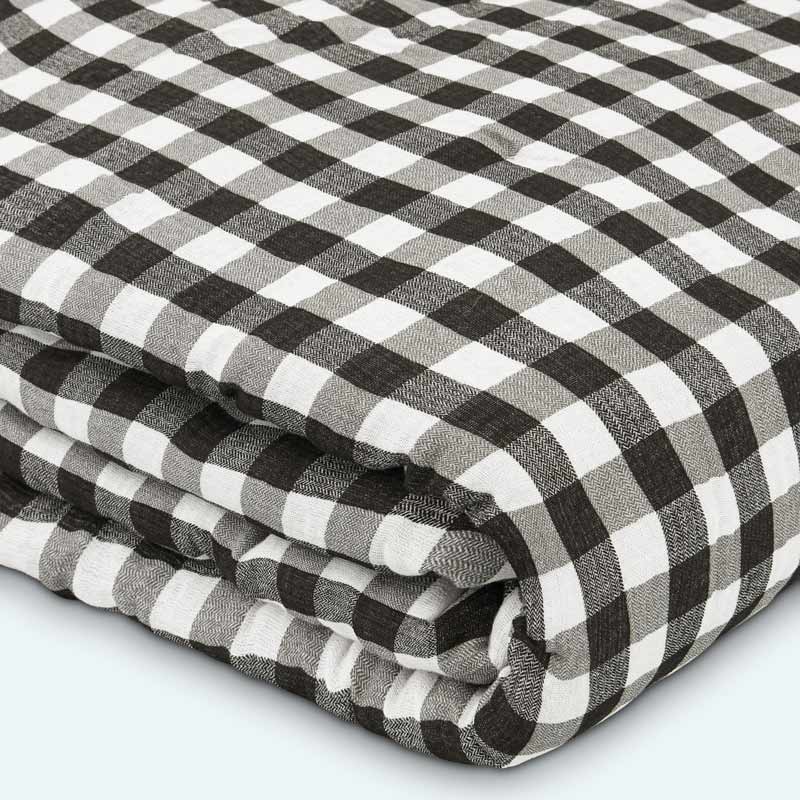 Chemin de lit 'Brigitte' carreaux vichy gris