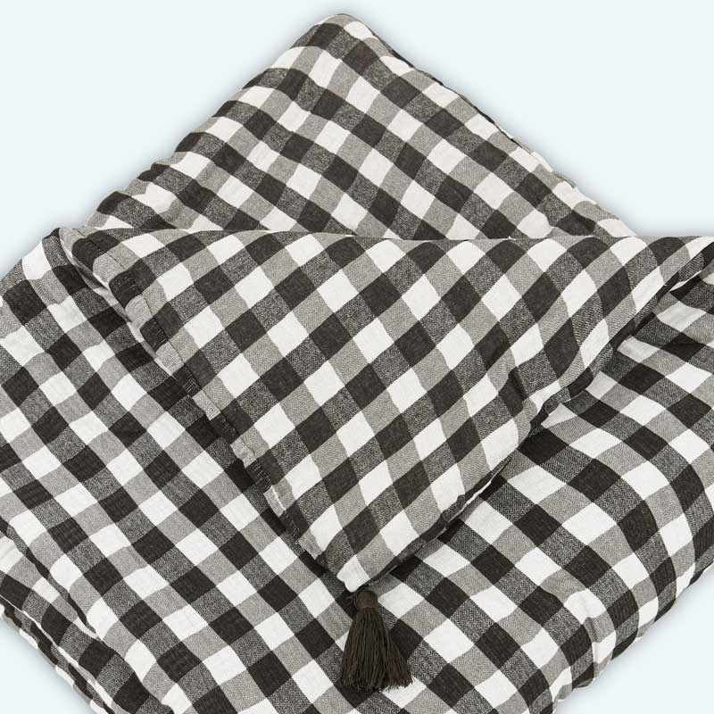 Chemin de lit 'Brigitte' carreaux vichy gris