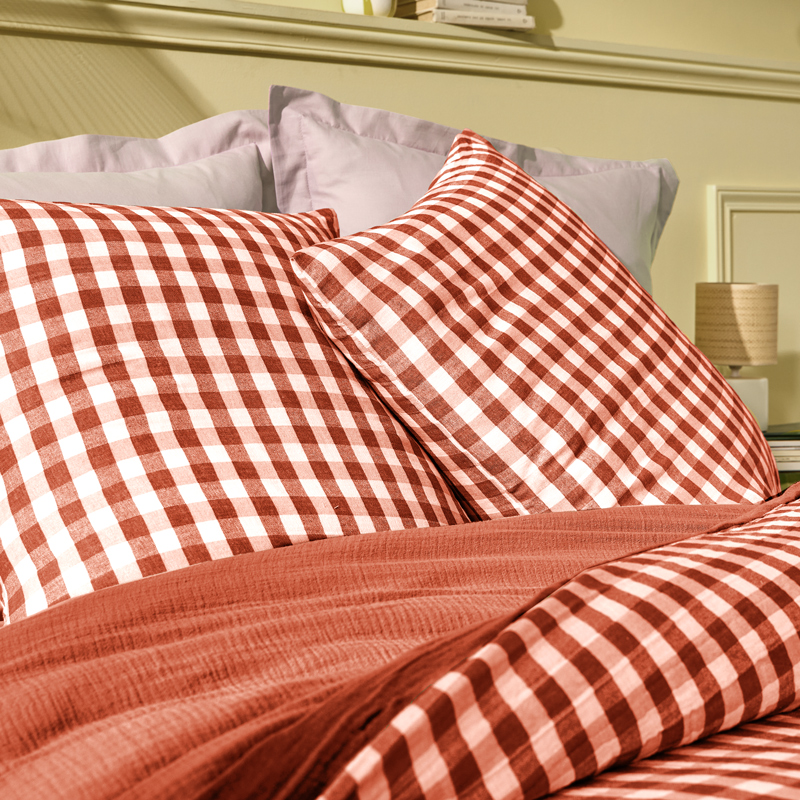 Parure de lit 'Brigitte' carreaux vichy terra