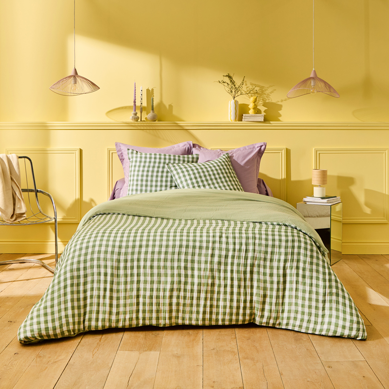 Parure de lit 'Brigitte' carreaux vichy vert