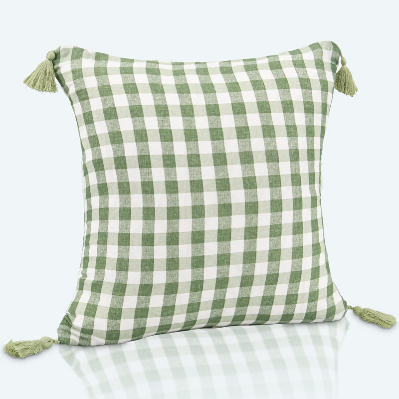 Housse de coussin 'Brigitte' vert et blanc 
