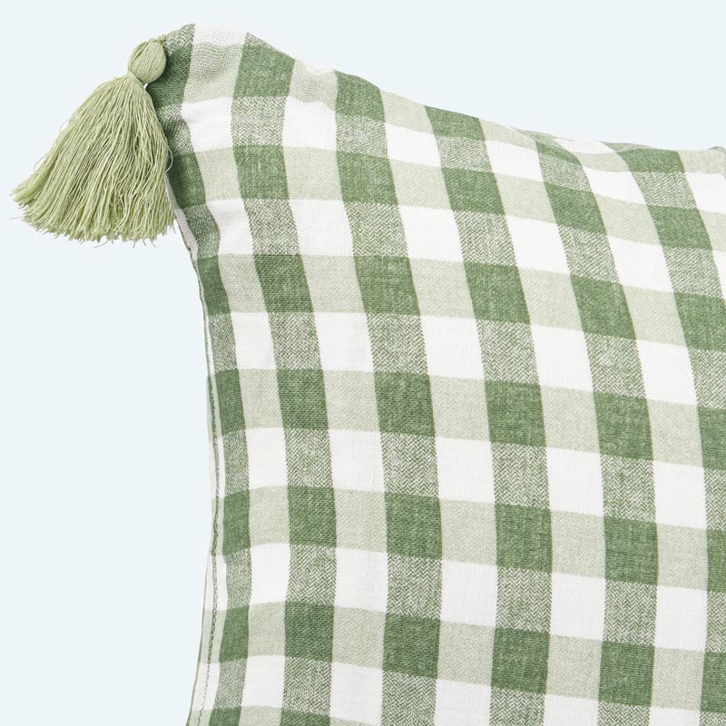 Housse de coussin 'Brigitte' vert et blanc 