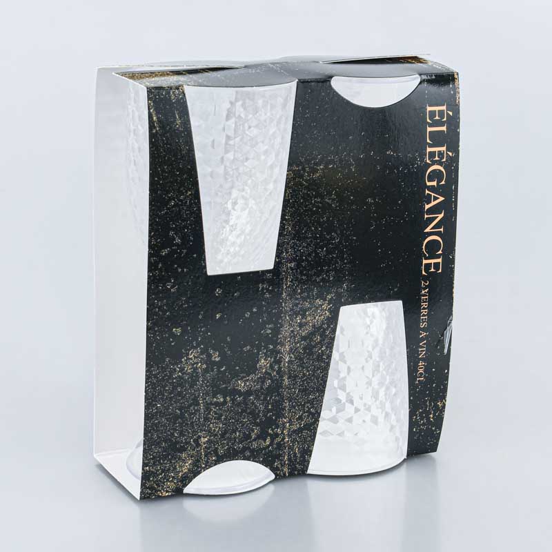 2 verres à vin texturés 'Elégance'