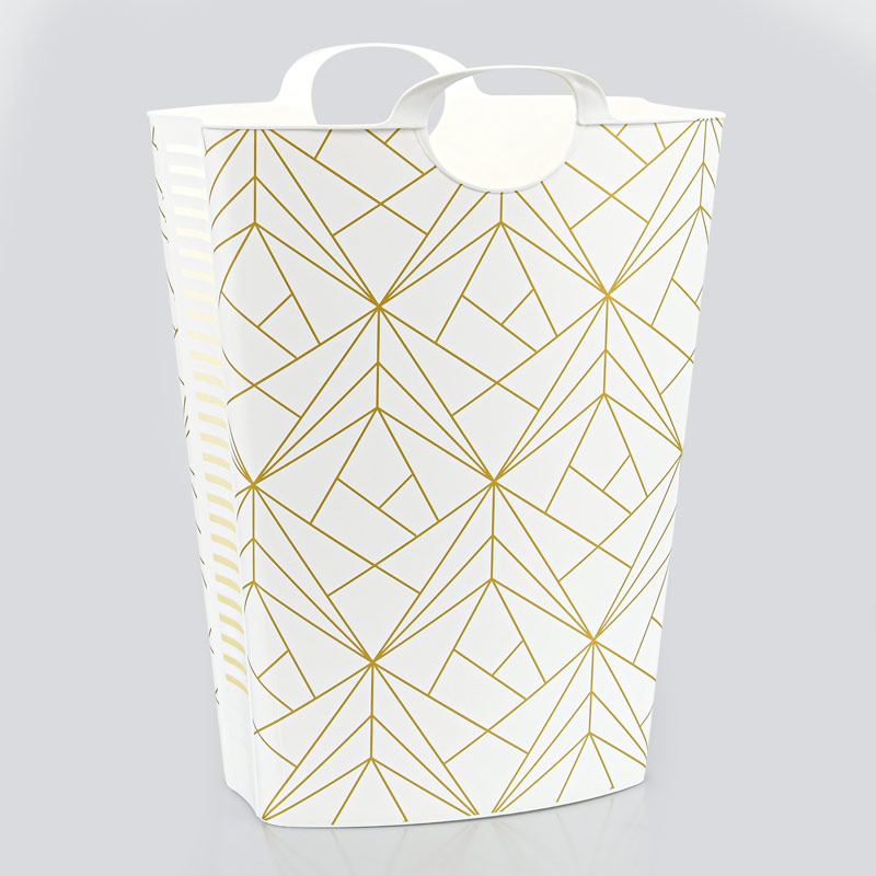 Panier à linge avec lignes dorées