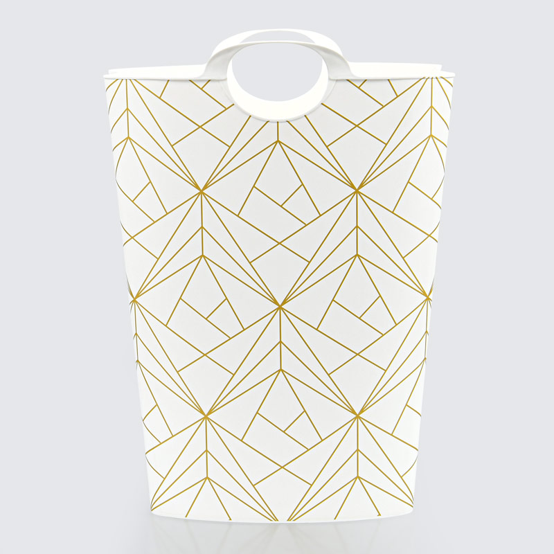Panier à linge avec lignes dorées
