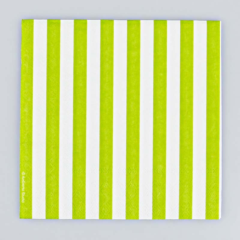 Lot de 20 serviettes rayées vert et blanc 
