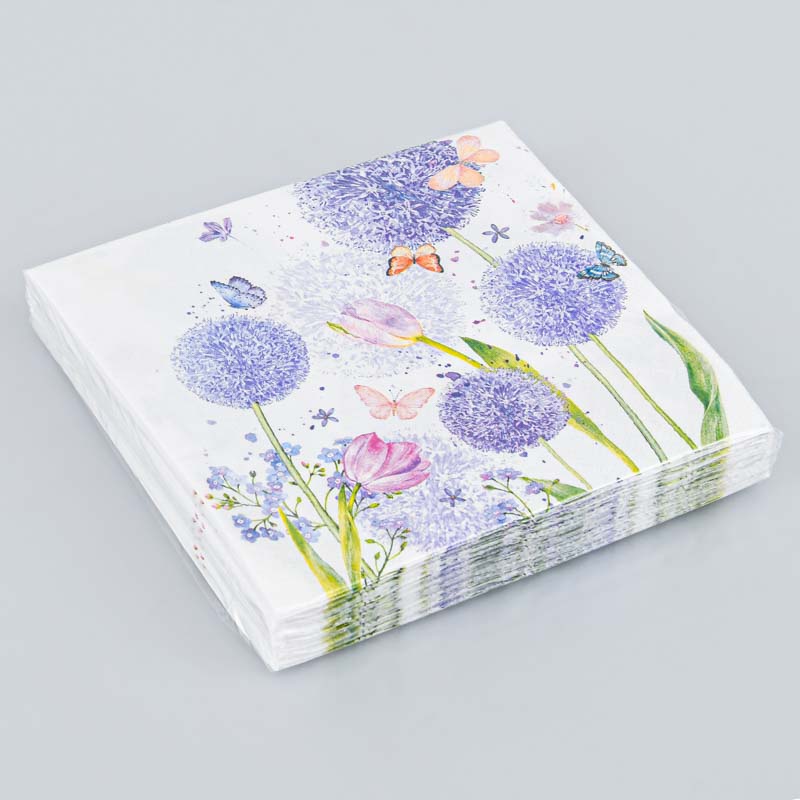 Lot de 20 serviettes 'Pissenlit et Papillons'
