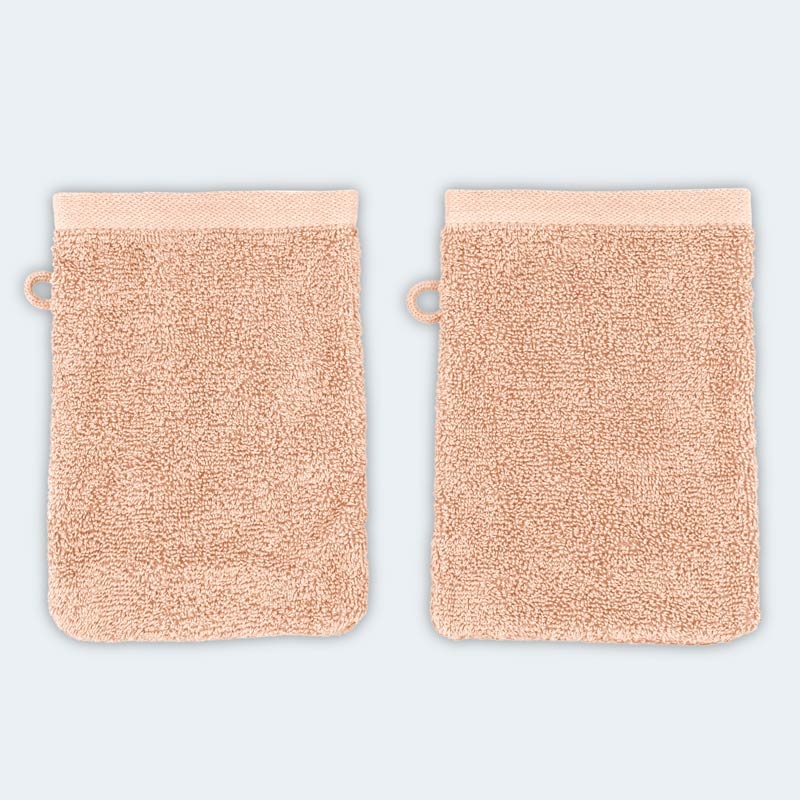 Lot de 2 gants de toilette 'Loca' pêche