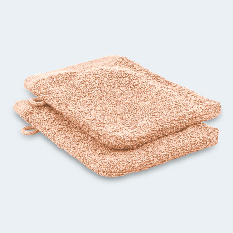 Lot de 2 gants de toilette 'Loca' pêche