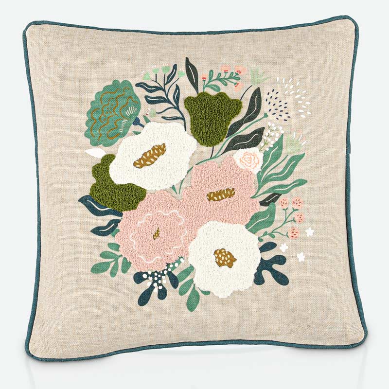 Coussin fleuri tufté 'Rosaleda'
