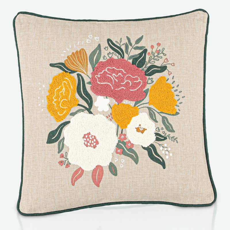 Coussin fleuri tufté 'Rosaleda'