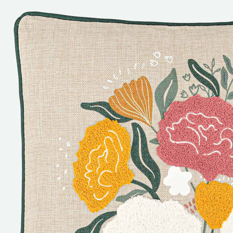 Coussin fleuri tufté 'Rosaleda'