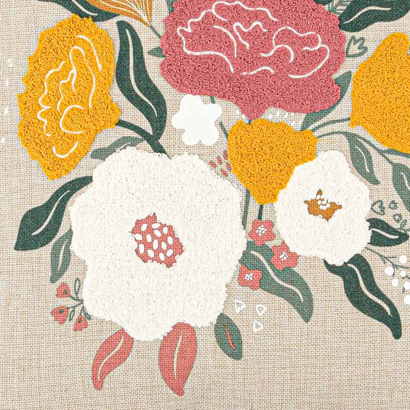 Coussin fleuri tufté 'Rosaleda'