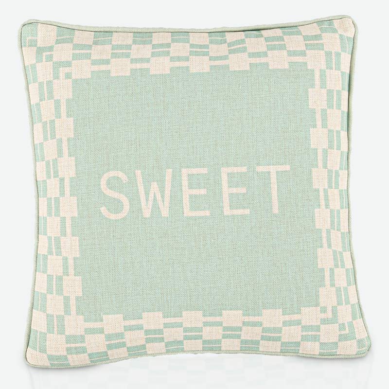 Coussin imprimé 'Lucie' couleur vert d'eau