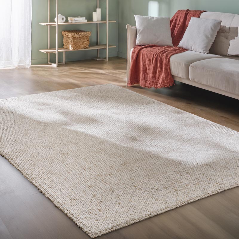 Tapis 'Pebbles' effet laine tissée beige