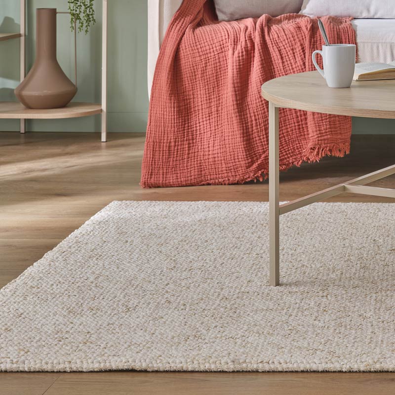 Tapis 'Pebbles' effet laine tissée beige