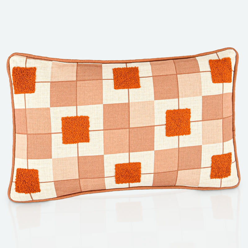 Coussin imprimé tufté 'Buffy' terracotta