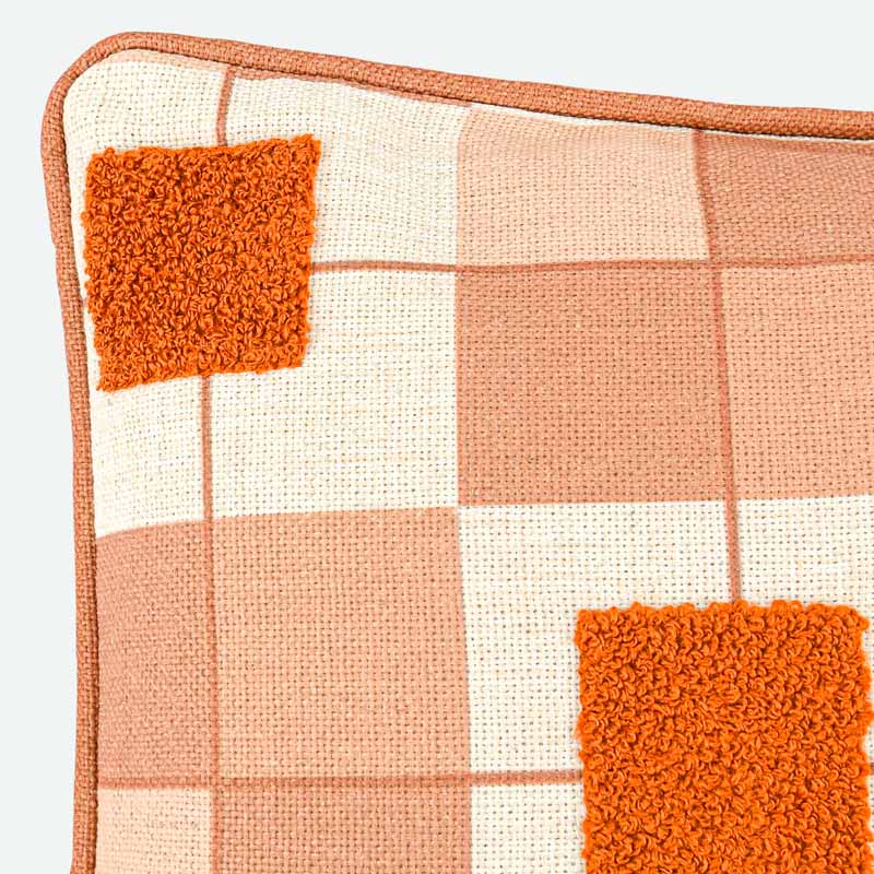 Coussin imprimé tufté 'Buffy' terracotta