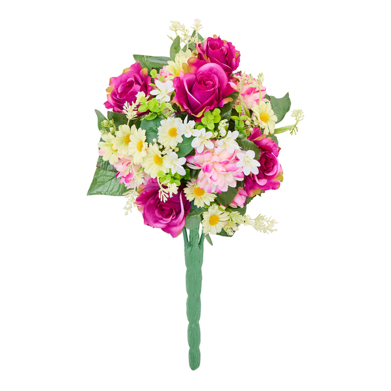 Bouquet de roses, mums et fleurettes
