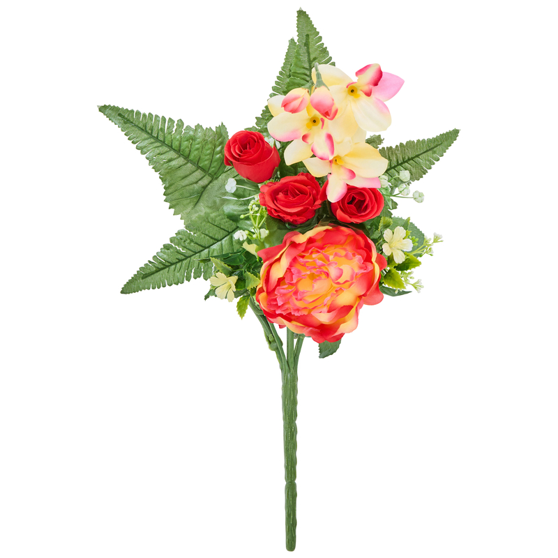 Bouquet de roses pivoines et orchidées orange