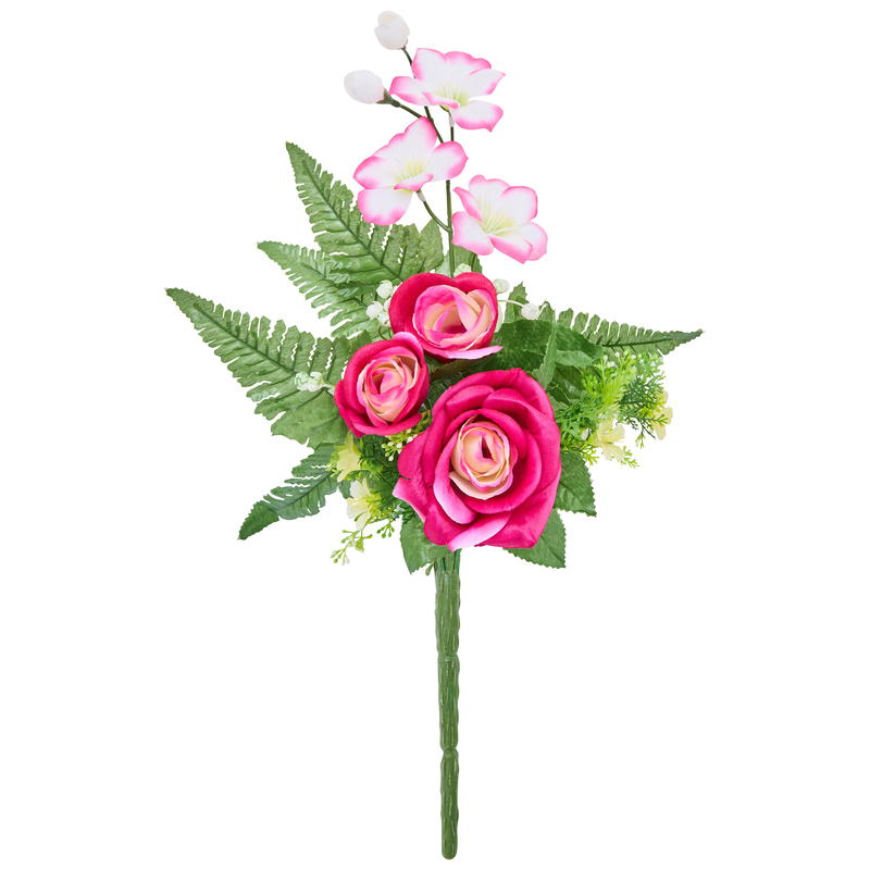 Bouquet de roses et boutons de rose fuschia