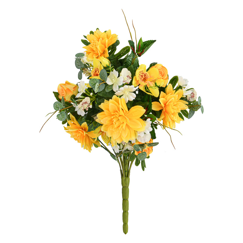 Bouquet d'orchidées et boutons de roses