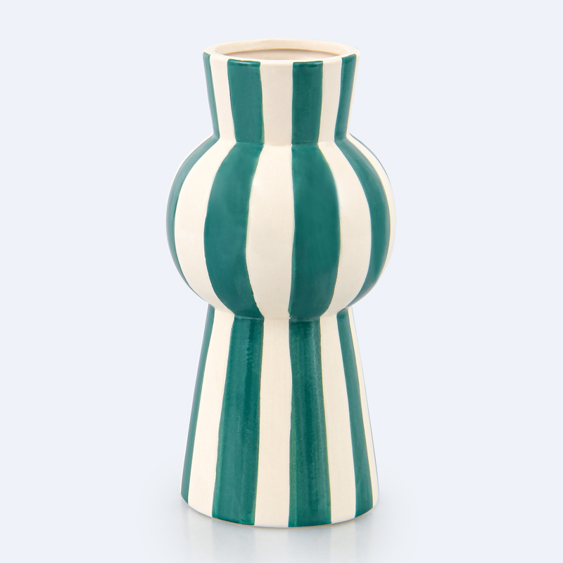 Vase en céramique 'Oia' vert et blanc 