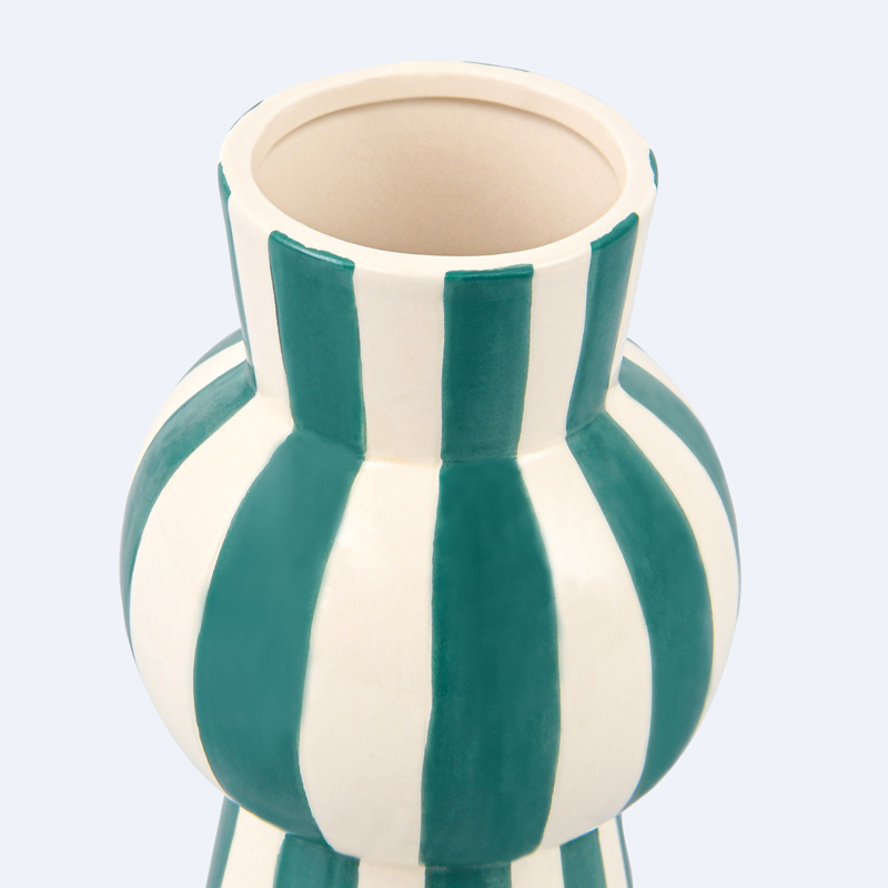 Vase en céramique 'Oia' vert et blanc 