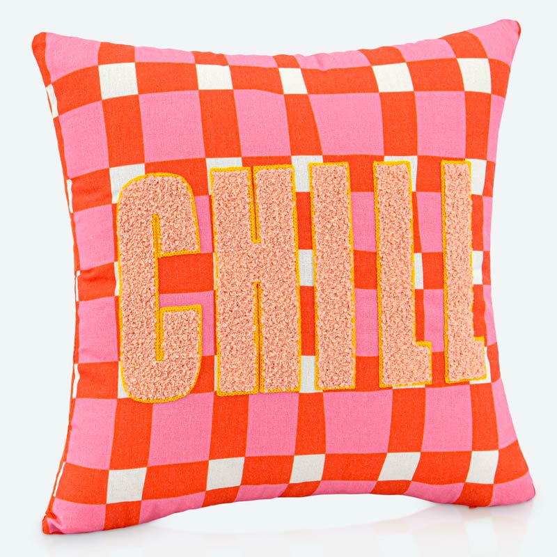 Coussin tufté imprimé damier 'Chill' 
