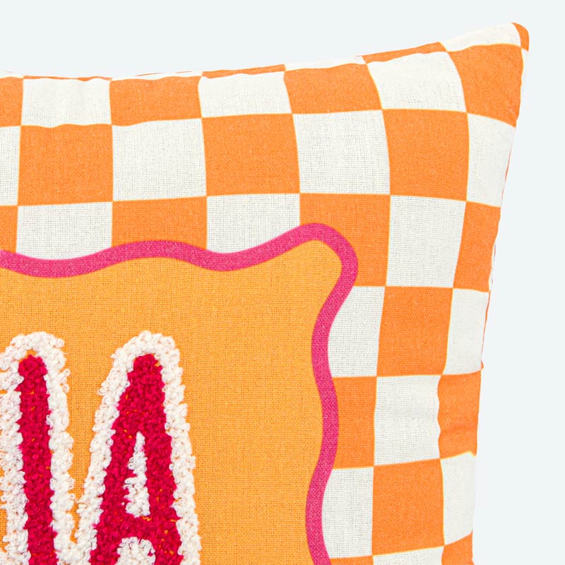 Coussin tufté imprimé damier 'Bella Vita' 