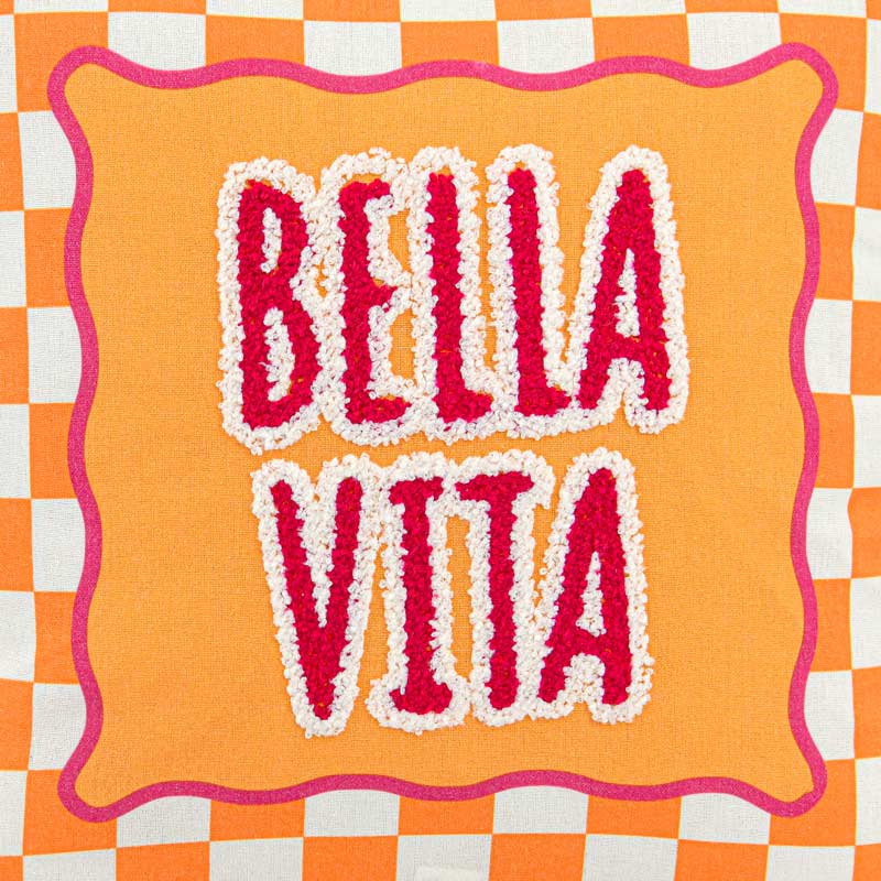 Coussin tufté imprimé damier 'Bella Vita' 