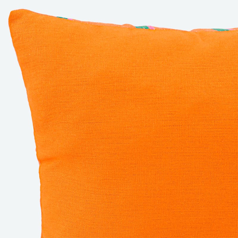 Coussin tufté imprimé 'Playa' orange et rose