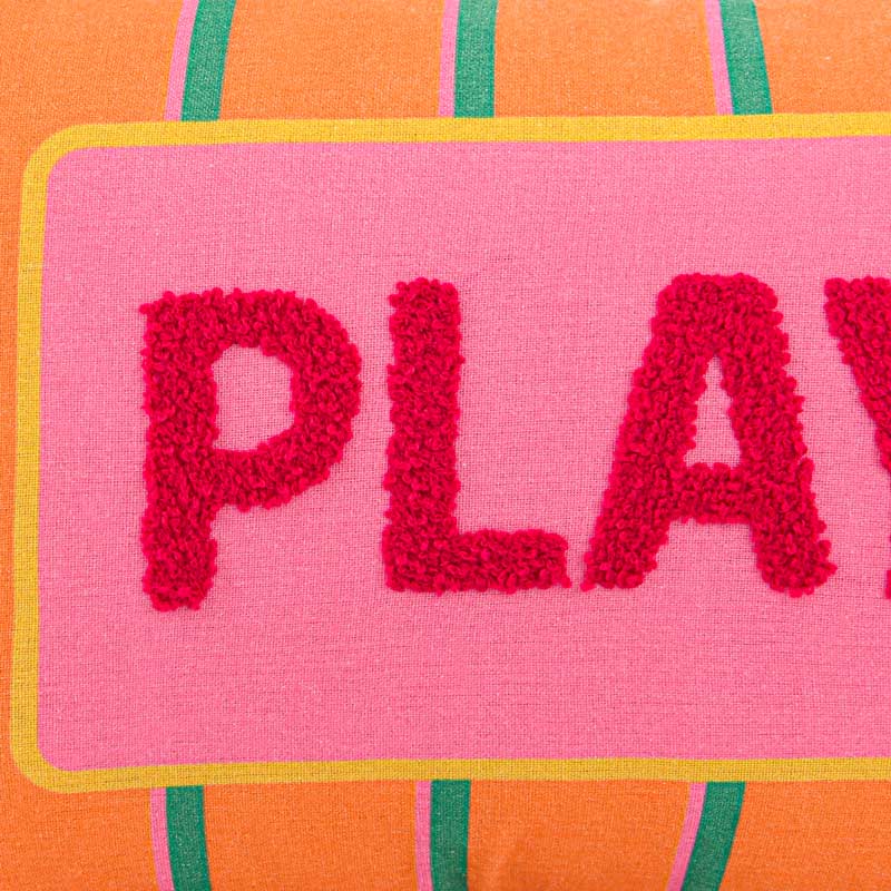 Coussin tufté imprimé 'Playa' orange et rose