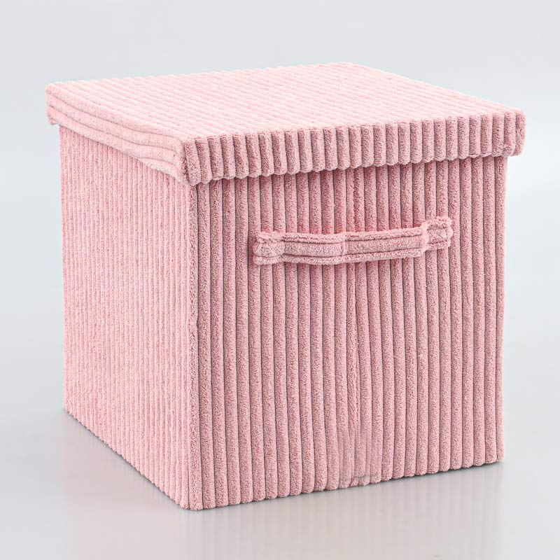 Boite de rangement imitation velours côtelé 