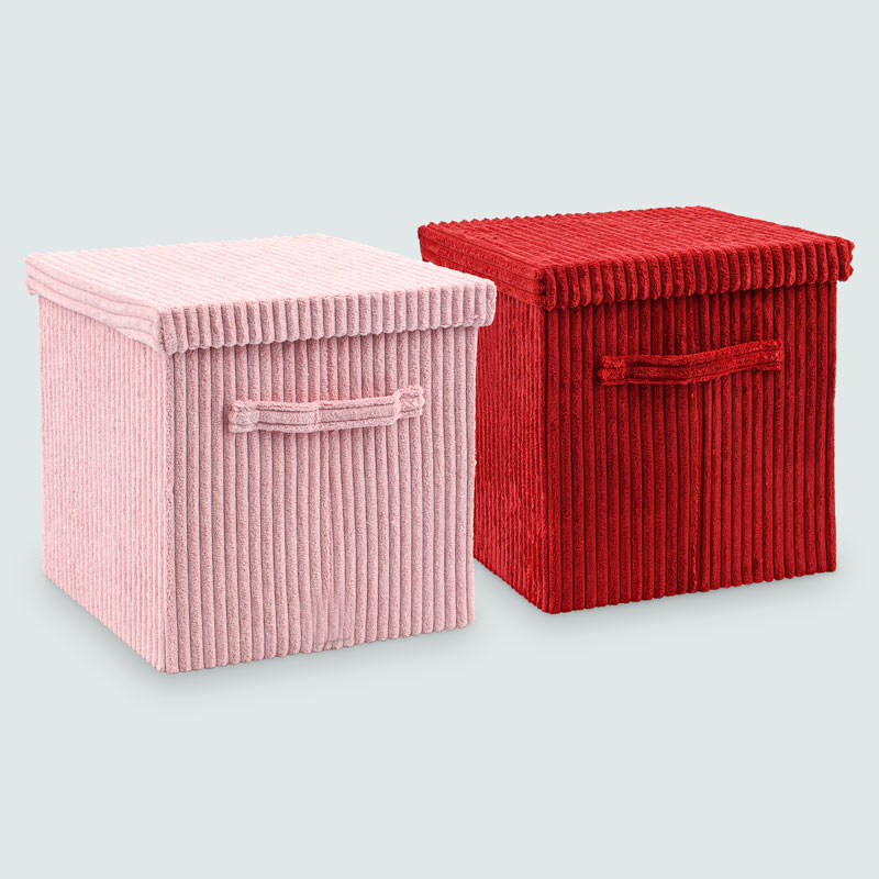 Boite de rangement imitation velours côtelé 